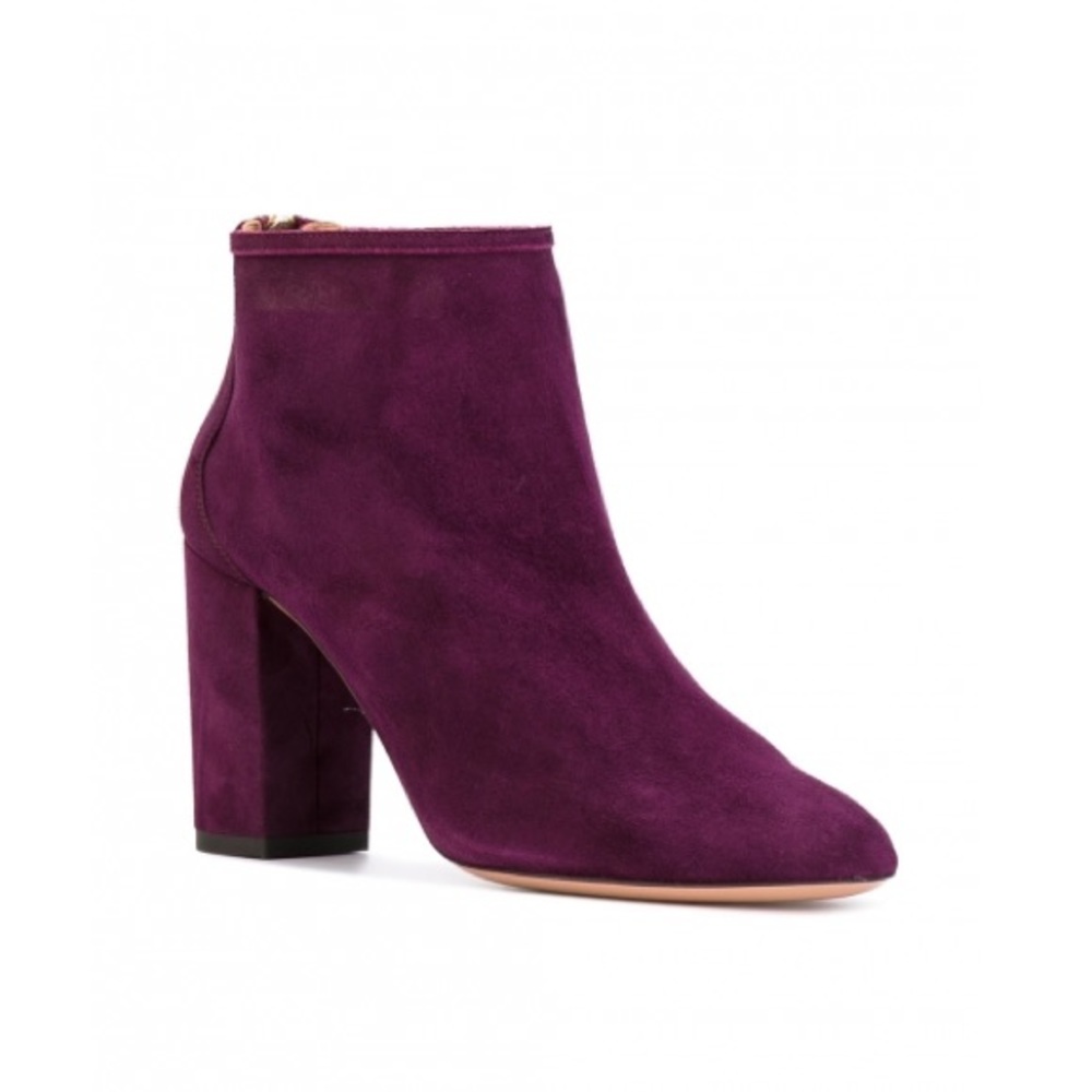 AQUAZZURA Mulberry Suede Downtown Ankle Bootie